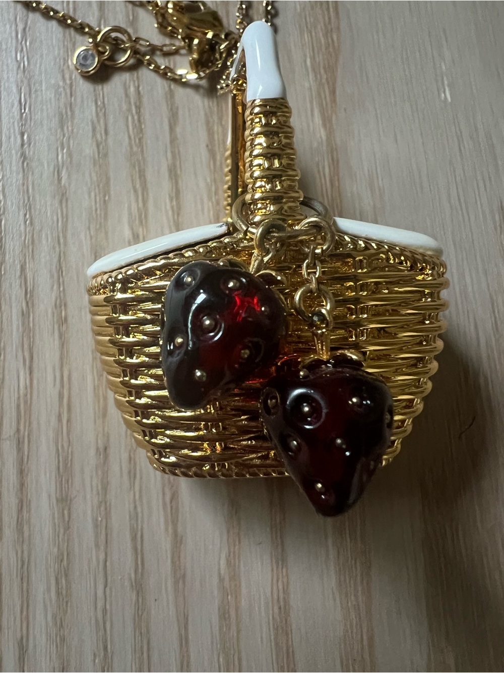 Kate Spade Strawberry Picnic Basket Novelty Necklace - Picture 2 of 5